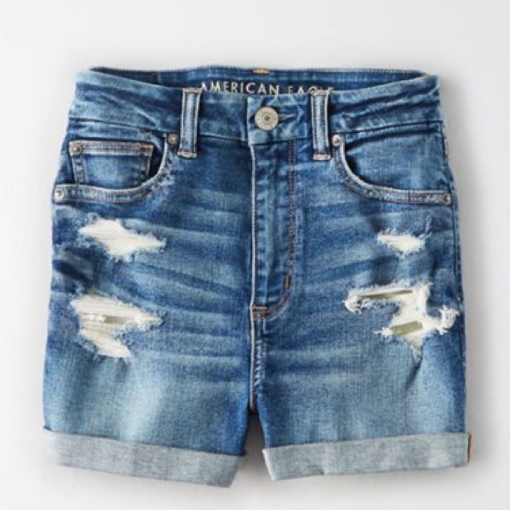 AE | NE(X)T Level Curvy High Waisted Shorts Medium Bright Indigo